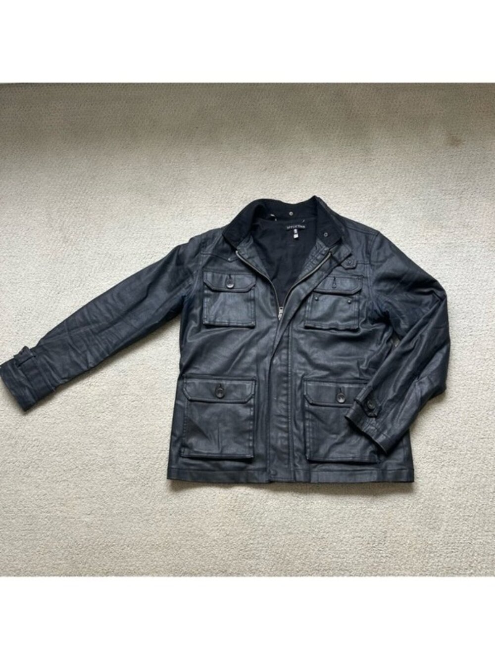 Affliction Mens Jacket Black Premium Large Moto Biker Full Zip Limited Edition
